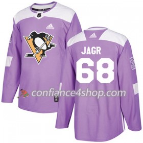 Adidas Maillot de Hockey Pittsburgh Penguins Jaromir Jagr 68 2017-2018 Violet Fights Cancer Practice Authentic - Homme
